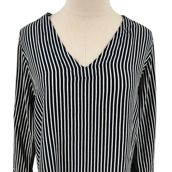 Faithfull The Brand Striped Rayon V Neck Tunic Top Beach Coverup Size 4 - Picture 2 of 14
